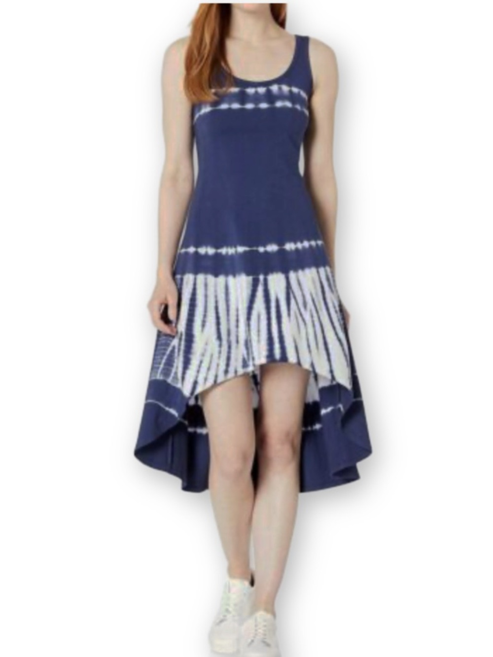 Marc New York Performance Dress XL Blue White Tie Dye High Low Hem Sleeveless